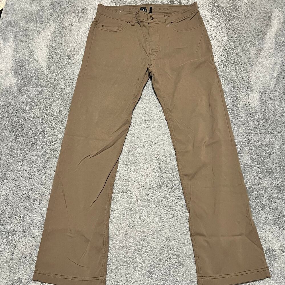 Prana Brion Pants Mens 34 x32 (34x31)  Brown Nylon Hiking Outdoor Gorp ***